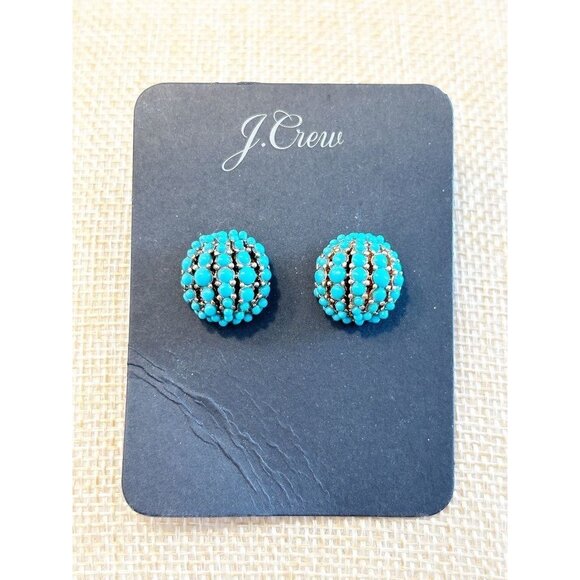 J.Crew Beaded Round Orb Stud Earrings in Blue - PreOwned - Picture 1 of 3